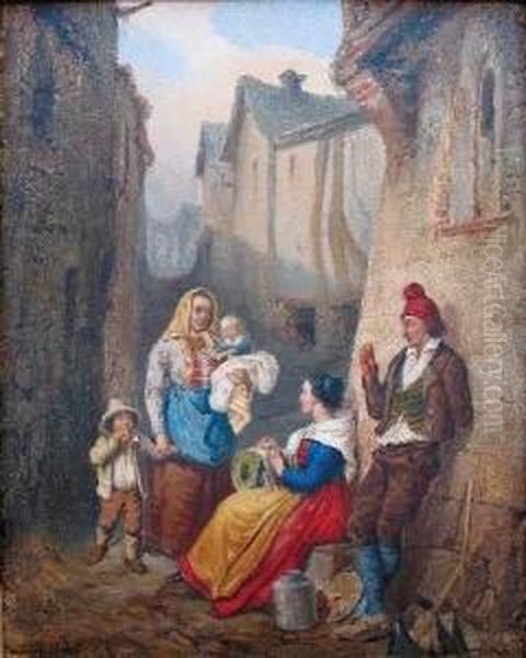 Scene De Genre Oil Painting by Ercole, Hercule Trachel