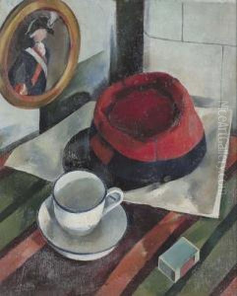 Stillleben Mit Kappi Und Kaffeetasse. Oil Painting by Friedrich Eduard Traffelet