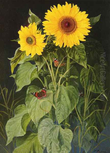 Sunflowers Oil Painting by Niels Fristrup