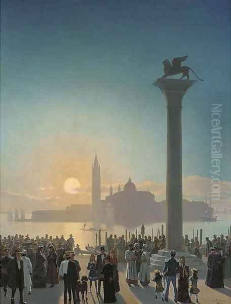 San Giorgio Maggiore seen from the Piazzetta, Venice Oil Painting by Niels Fristrup