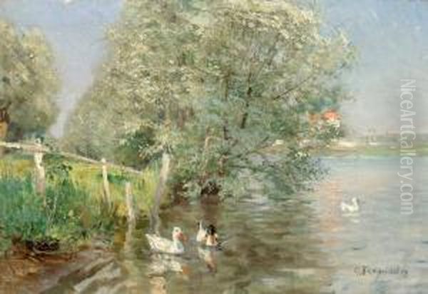 Simmande Ander Oil Painting by Carl Tragardh