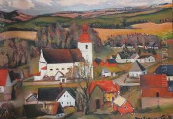 The Church In Slatina Oil Painting by Jan Trampota