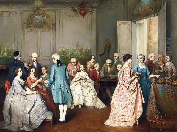 Fashionable Soiree Oil Painting by Benjamin Eugene Fichel