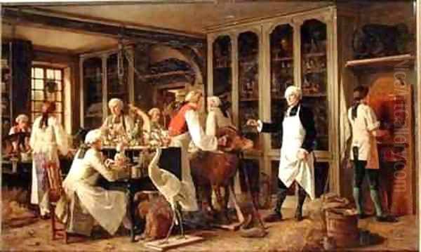 Louis Jean Marie Daubenton 1716-99 in his Laboratory Oil Painting by Benjamin Eugene Fichel