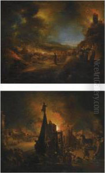 The Destruction Of Sodom Oil Painting by Johann Georg Trautmann