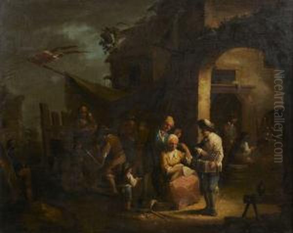 Les Petits Metiers Ambulants Oil Painting by Johann Georg Trautmann