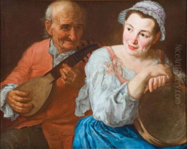 Mandolinata Oil Painting by Gaspare Traversi