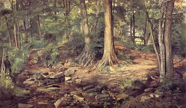 Young Girl at Forest Spring Oil Painting by Charles Lewis Fussell