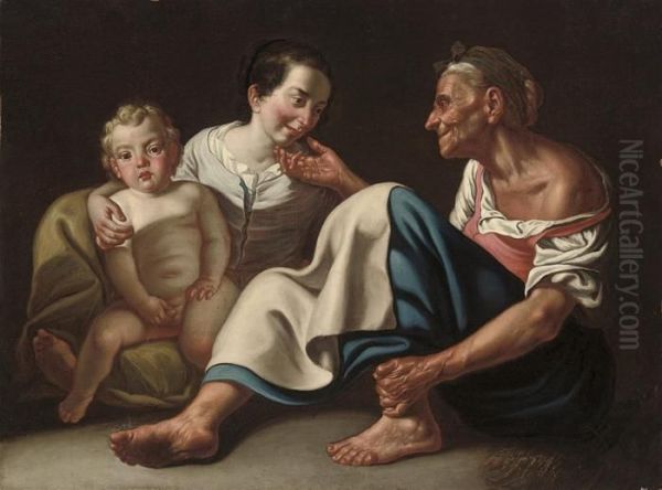 The Three Ages Of Man Oil Painting by Gaspare Traversi