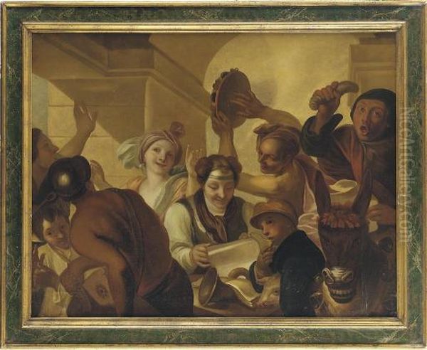 Peasants Merrymaking Oil Painting by Gaspare Traversi