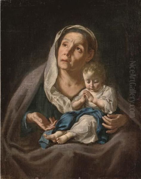 Saint Elizabeth With The Virgin Mary Oil Painting by Gaspare Traversi