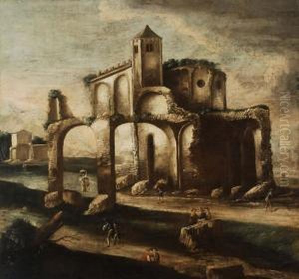 Paesaggio Con Rovine Oil Painting by Antonio Travi Il Sordo Di Sestri