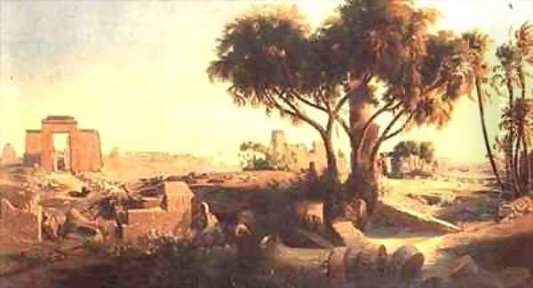 Egyptian Ruins Oil Painting by Johann Jakob Frey