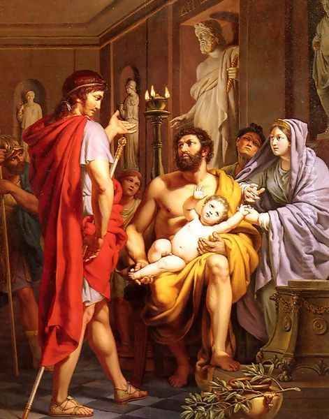 Themistocle, Banni D'Athenes, Se Rend Suppliant Chez Admete, Roi Des Molosses (Themistocles, Banished from Athens, Goes Begging in Admete, to the King Of Molosses) Oil Painting by Pierre Joseph Francois