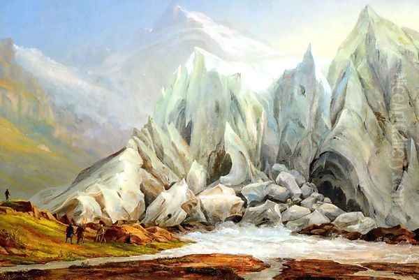 Gletscher Landschaft (Glacier Landscape) Oil Painting by Schweizer Schule Fruhes