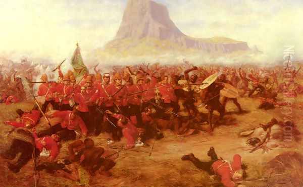 The Battle Of Islandhlwana Oil Painting by Charles Edwin Fripp