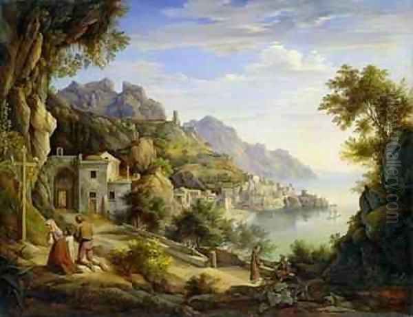 At the Gulf of Salerno Oil Painting by Joachim Faber