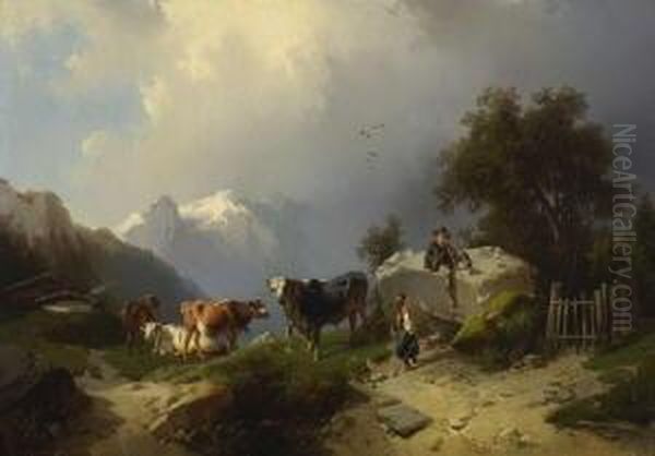 Willkommene Abwechslung. Oil Painting by Carl Triebel