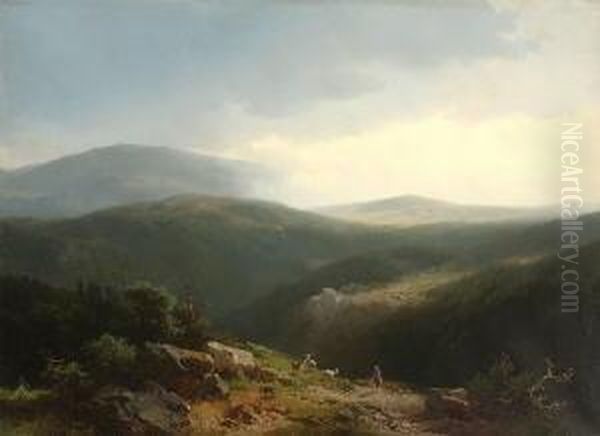 Landschaft Mit Blick Auf Den Brocken Oil Painting by Carl Triebel