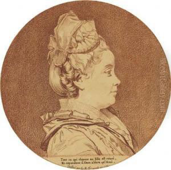 Portrait De Femme En Buste Vue De Profil, A Droite Oil Painting by Louis Rolland Trinquesse