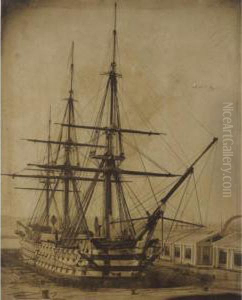 H.m.s. Duke Of Wellington In The Queen's Dock, Keyham, 4th Or 5th March 1854 by Linneaus Tripe