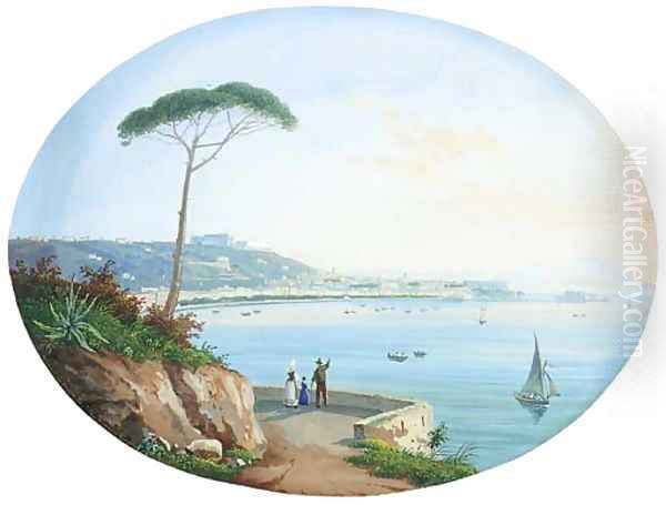 View of Naples from Posillipo Oil Painting by Francesco Fergola