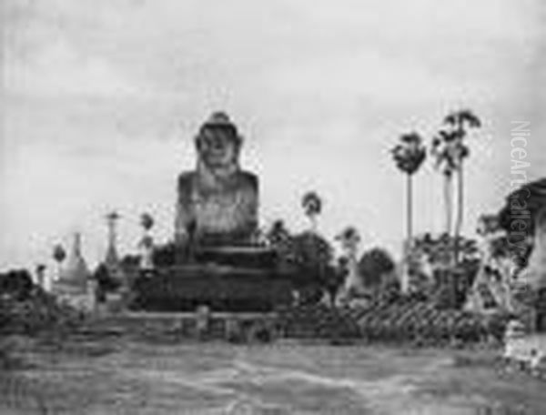 Buddha And Palms Oil Painting by Linneaus Tripe