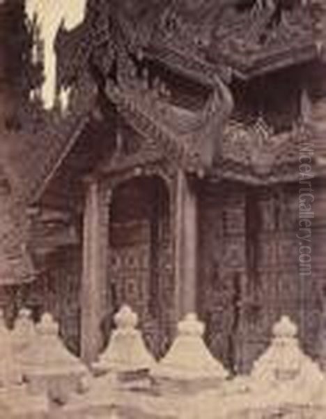 Temple Porch Detail, Burma Oil Painting by Linneaus Tripe