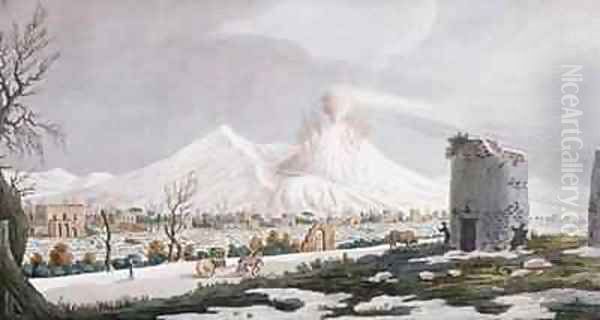 Vesuvius in Snow Oil Painting by Pietro Fabris