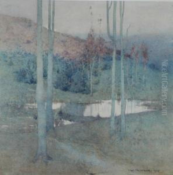 Quiet Pond Oil Painting by John William Tristram