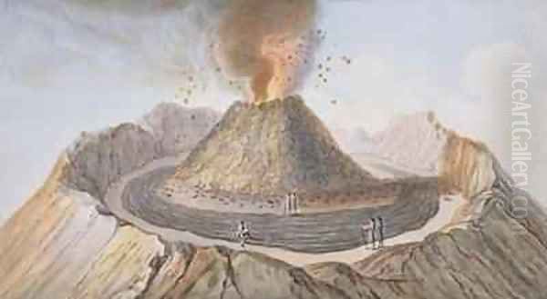 Interior of the Cone of Vesuvius Before the 1767 Eruption Oil Painting by Pietro Fabris