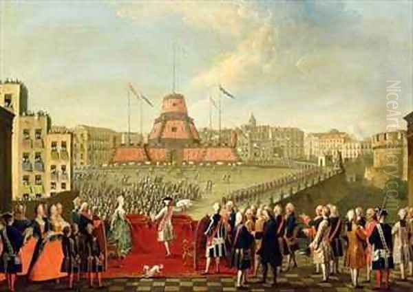 Fete at Naples on the Occasion of the Marriage of King Ferdinand I 1751-1825 to the Archduchess Maria Carolina of Austria 1752-1814 Oil Painting by Pietro Fabris