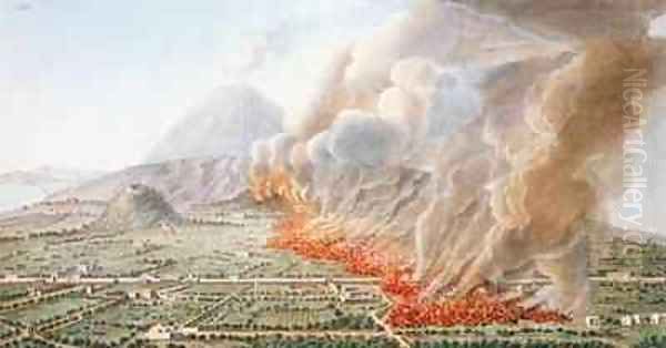 View of an eruption of Mt Vesuvius which began on 23rd December 1760 and ended 5th January 1761 Oil Painting by Pietro Fabris