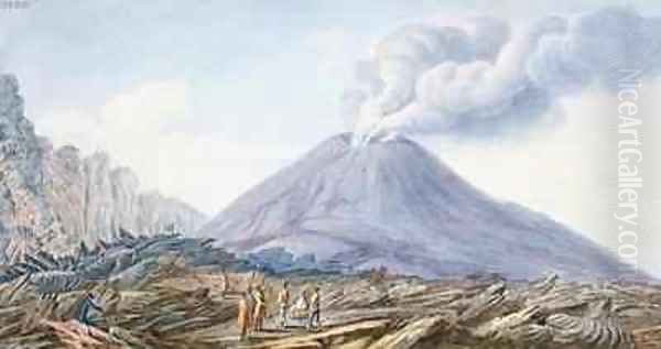 View of the Atrio di Cavallo between Somma and Vesuvius Oil Painting by Pietro Fabris