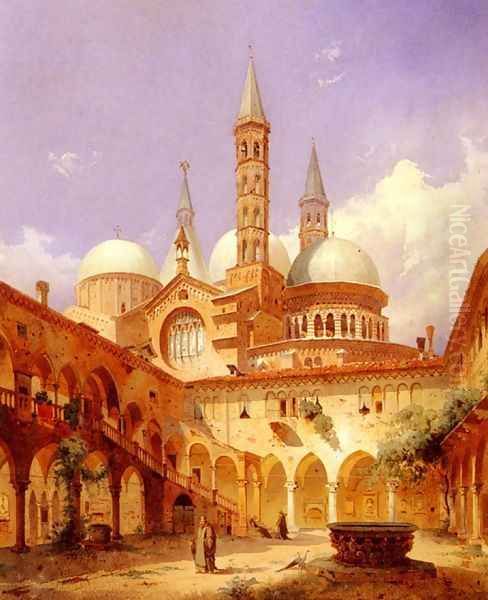 A Street Scene Before A Mosque Oil Painting by Louis Frey