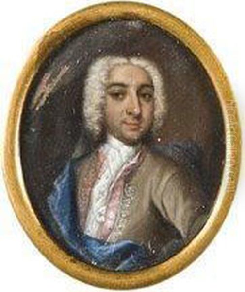 Portrait De Gentilhomme En Habit Beige Oil Painting by Cornelis Troost