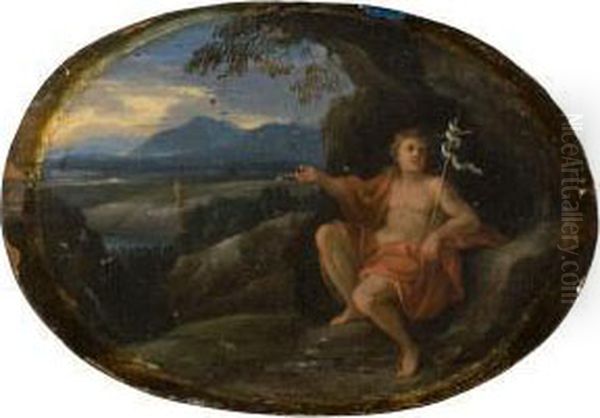 Paesaggio Con San Giovanni Che Indica Il Salvatore Oil Painting by Girolamo Troppa