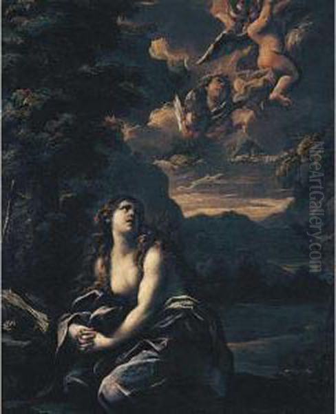 The Penitent Magdalene In A Landscape Oil Painting by Girolamo Troppa