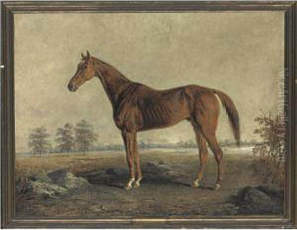 A Chestnut Horse Oil Painting by Edward Troye