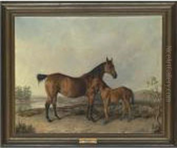 Flora Temple And Her Foal, Kitty Temple Oil Painting by Edward Troye