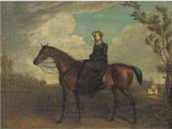 A Lady Riding Sidesaddle On A Chestnut Horse Oil Painting by Edward Troye