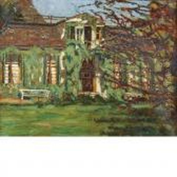 House And Garden Oil Painting by Wilhelm Trubner