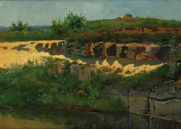 Landschaft Mit Einer Sandgrube Oil Painting by Wilhelm Trubner