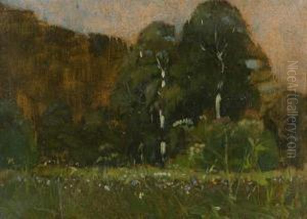 Waldstudie Oil Painting by Wilhelm Trubner