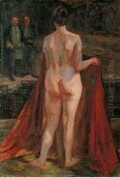 Susanna Im Bade. Oil Painting by Wilhelm Trubner