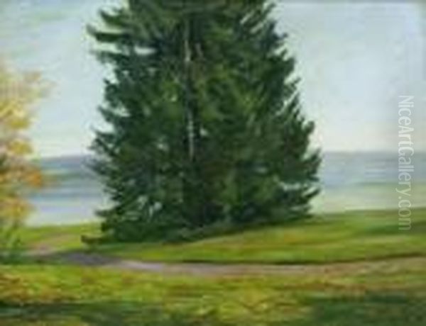 Tanne Am See. Oil Painting by Wilhelm Trubner