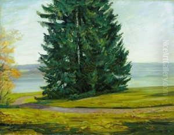 Landschaft Am Starnberger See Oil Painting by Wilhelm Trubner