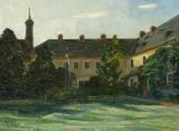 Hof Im Stift Neuburg A.
 Neckar. Oil Painting by Wilhelm Trubner