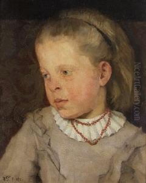 Kinderportrat Oil Painting by Wilhelm Trubner