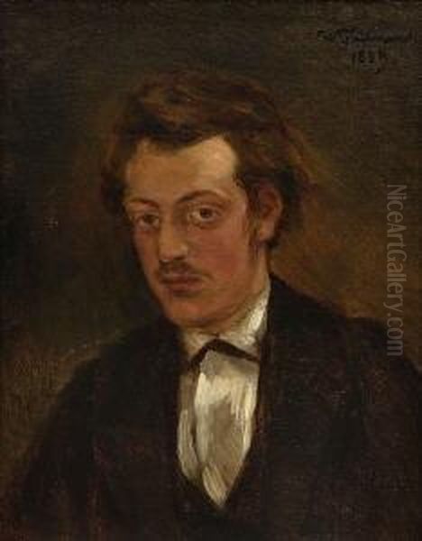 Junger Mann Mit Blondem
 Haar. Oil Painting by Wilhelm Trubner